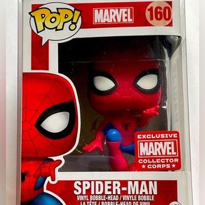 Funko Pop Marvel Exclusive Collector Corps Spider-Man # 160 Vinyl Bobble-Head